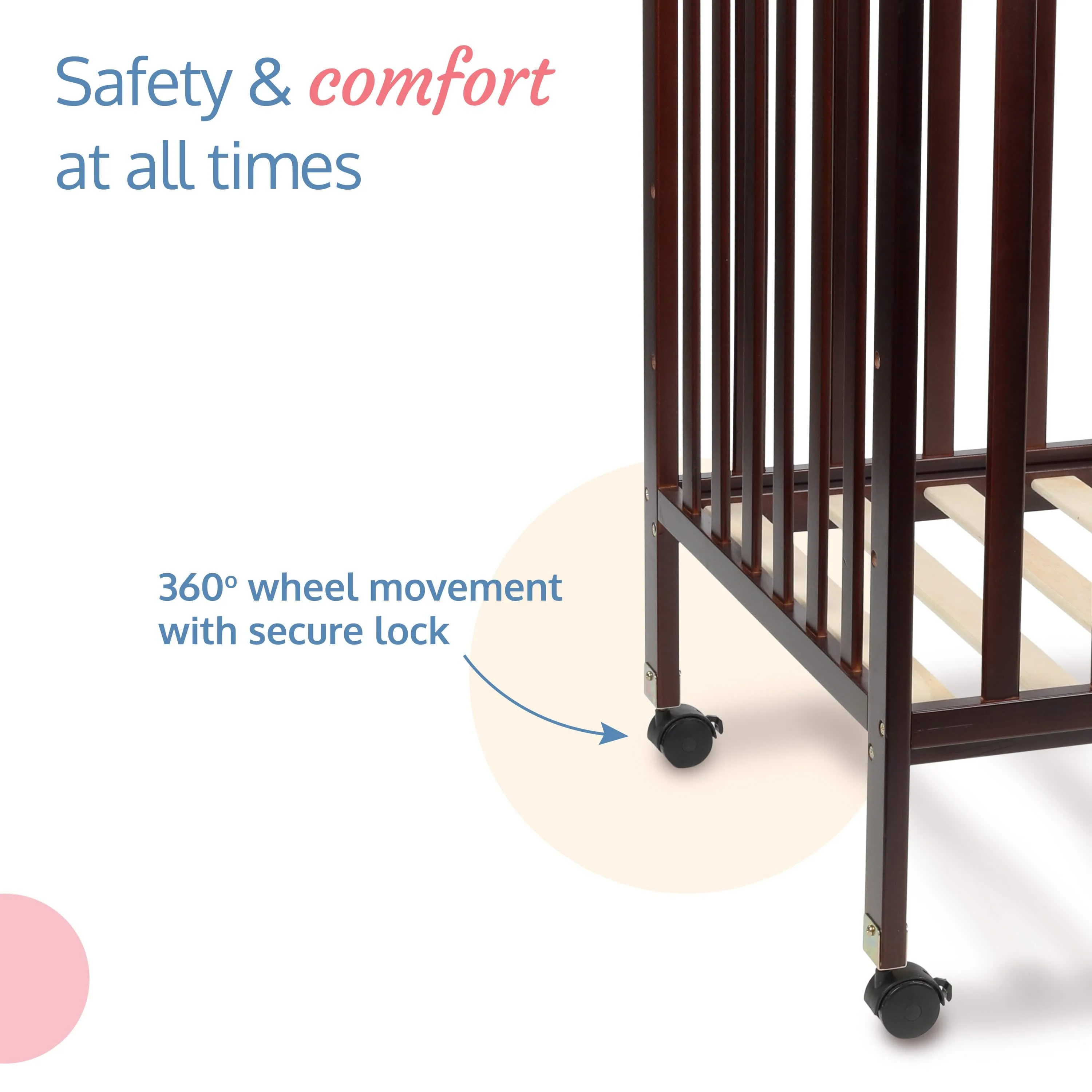 Baby Wooden Cot, C-60, Dark Brown - Image 4