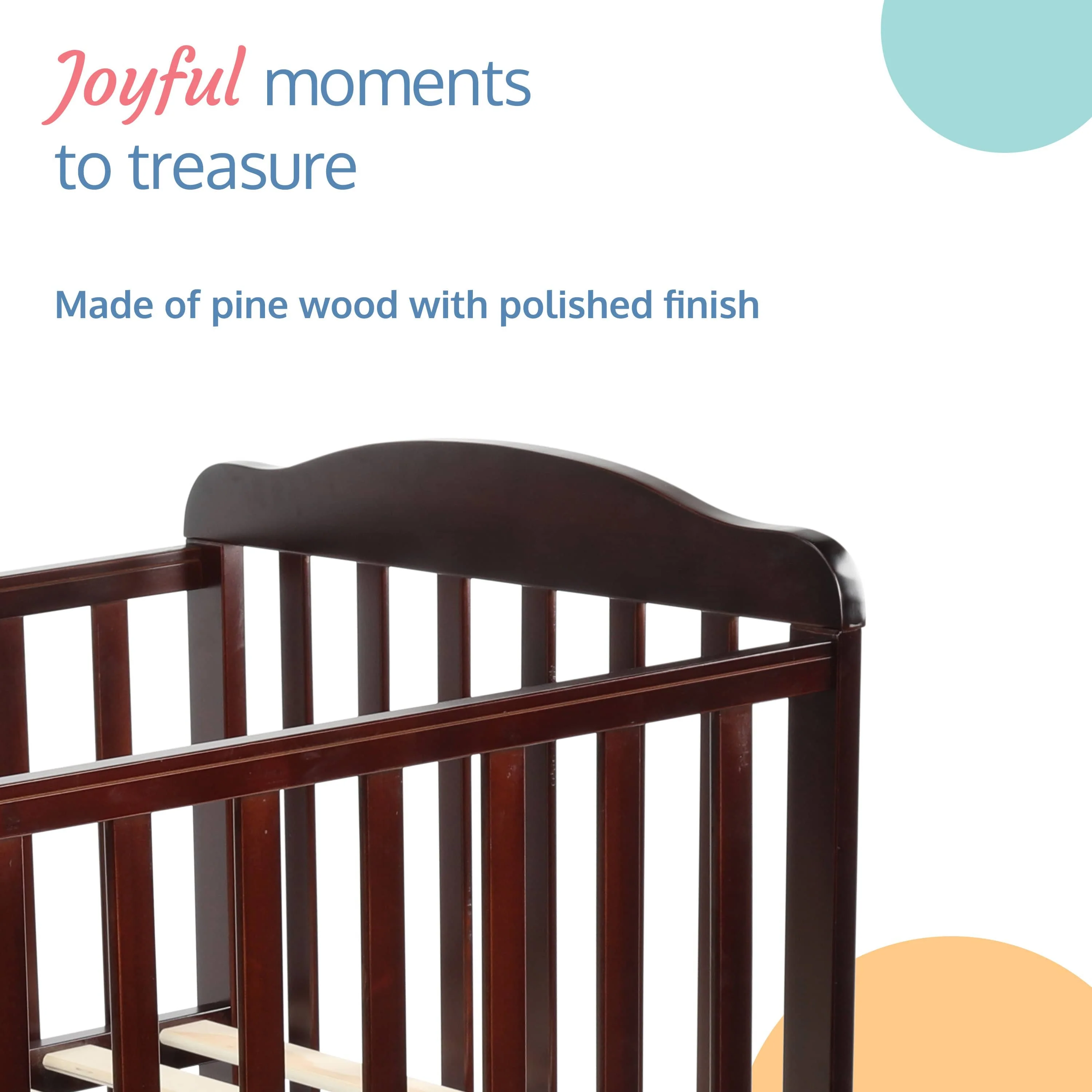 Baby Wooden Cot, C-60, Dark Brown - Image 5