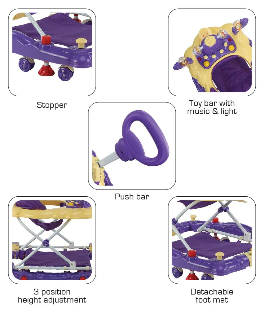 Comfy Baby Walker Cum Rocker, Purple - Image 3