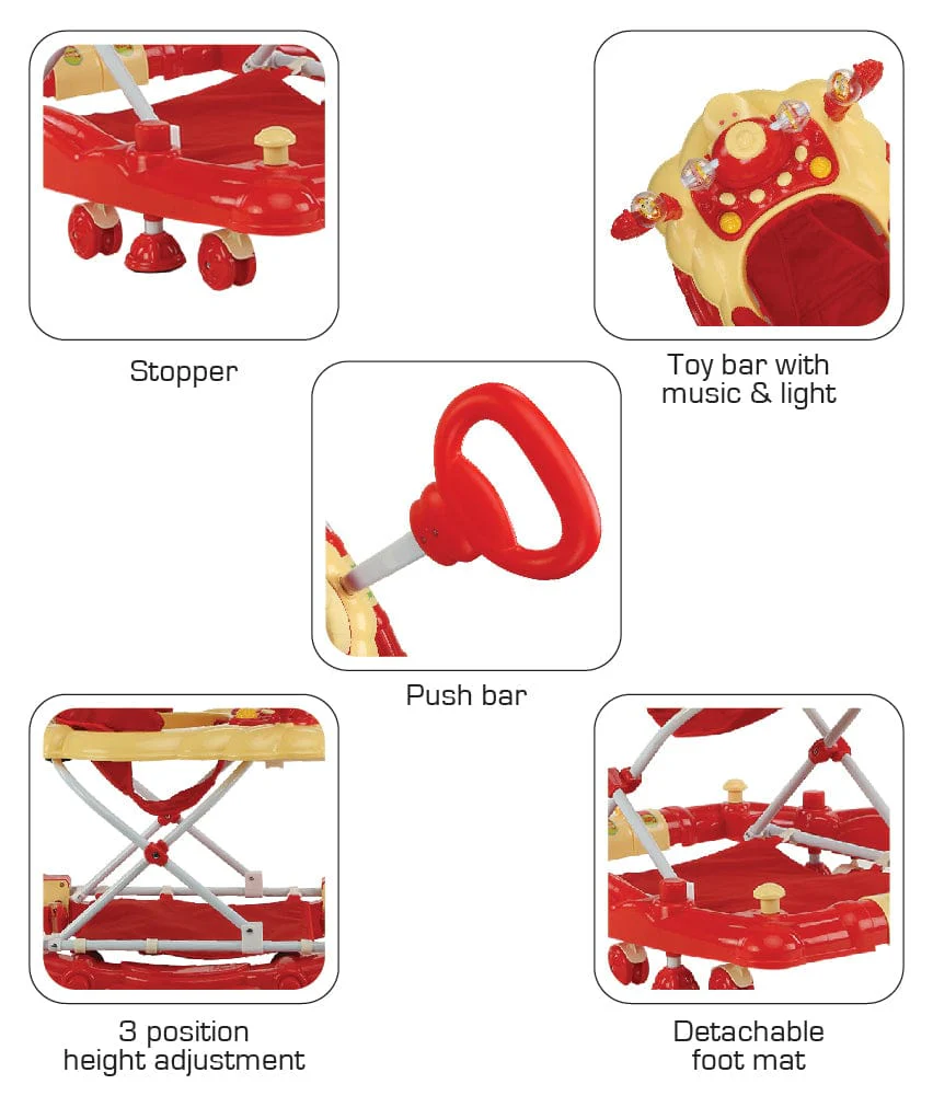 Comfy Baby Walker Cum Rocker, Red - Image 3