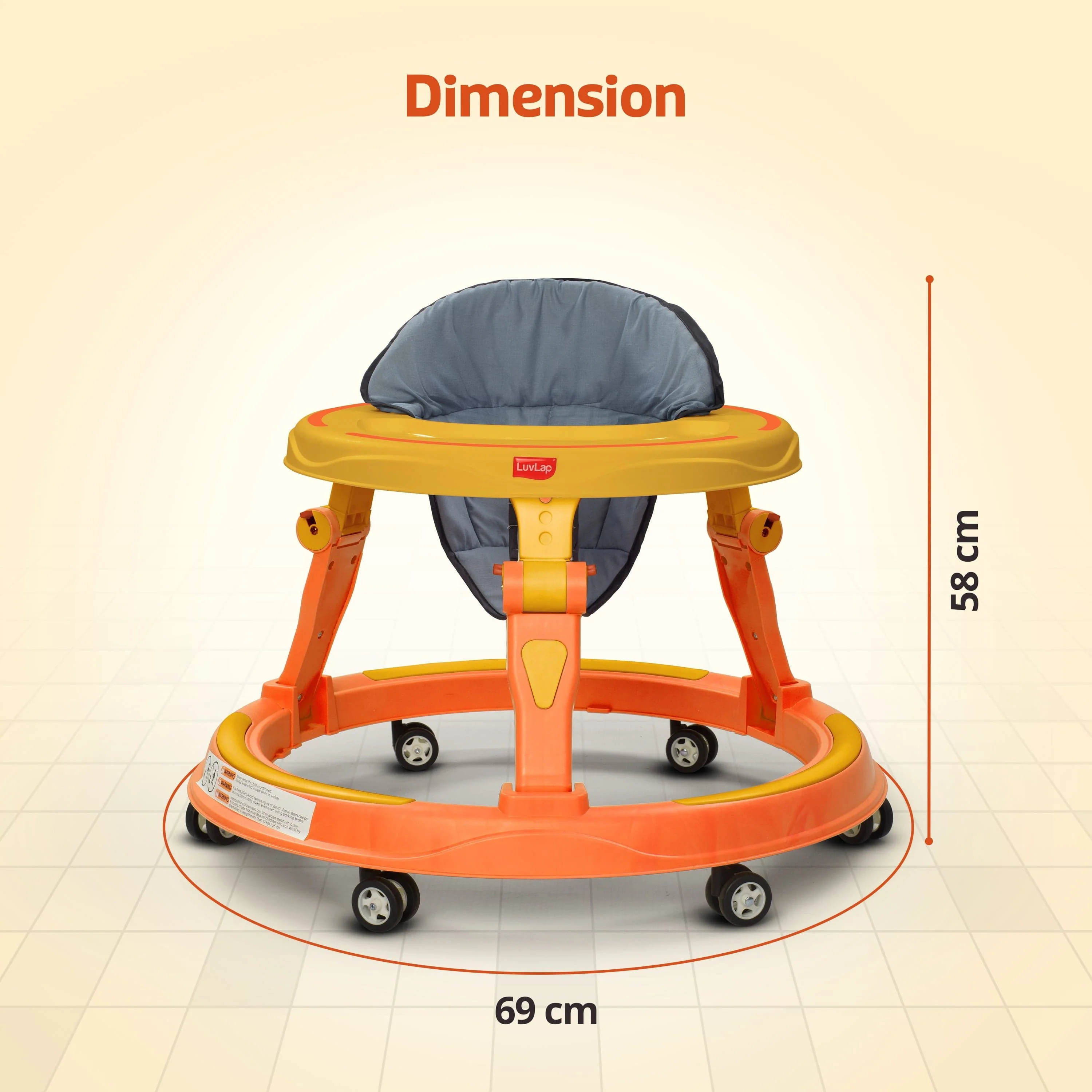 Elegant 360° Baby Walker 9+ Months | 3 Level Height Adjustment Walker/Advanced Baby Activity Walker, Yellow - Image 14