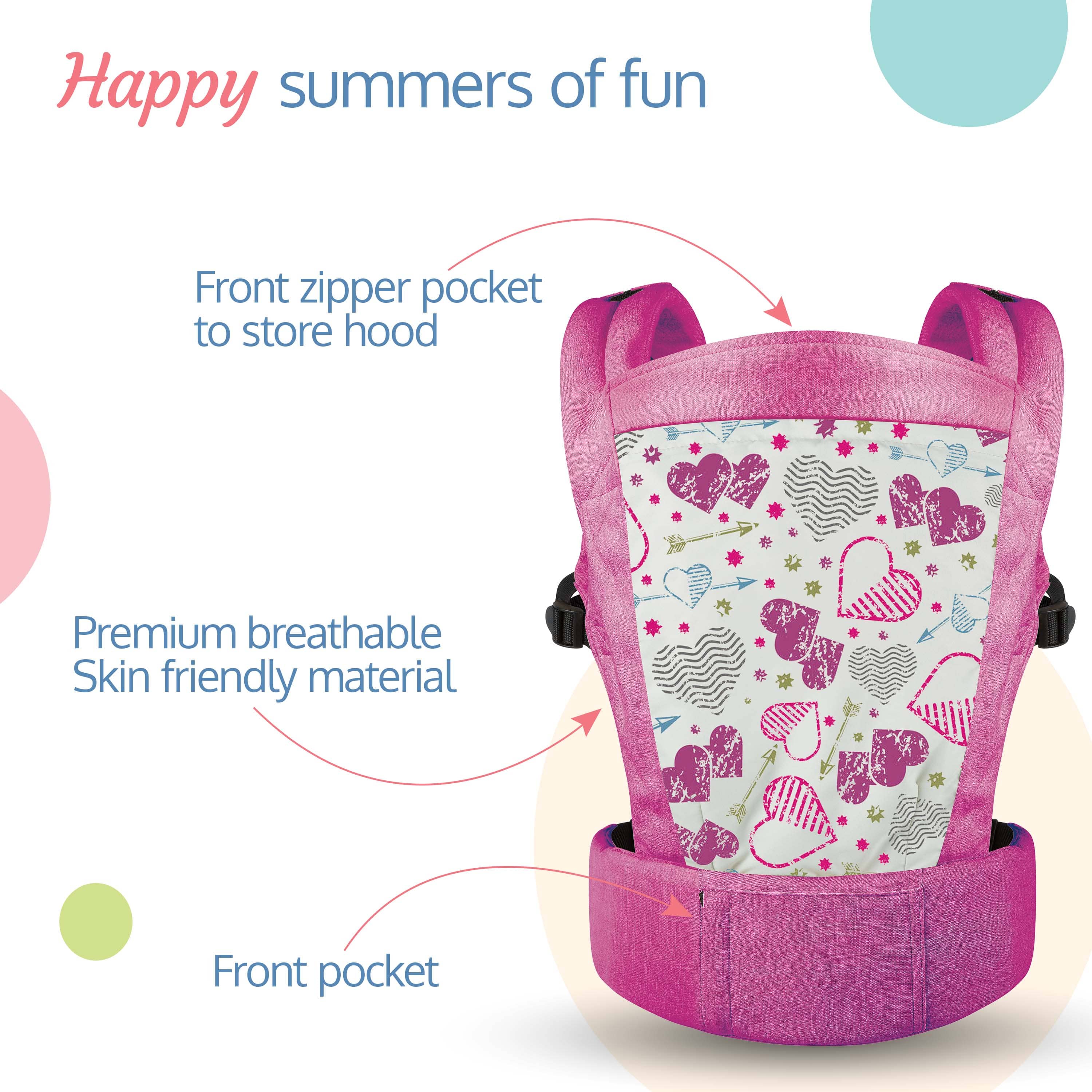 Adore Baby Carrier with 2 Carry Positions, Carrier for 4 to 24 Months Baby, Breathable Skin Friendly Premium Fabric, Adjustable Newborn to Toddler Carrier, Max Weight Upto 18 Kgs (Pink) - Image 4