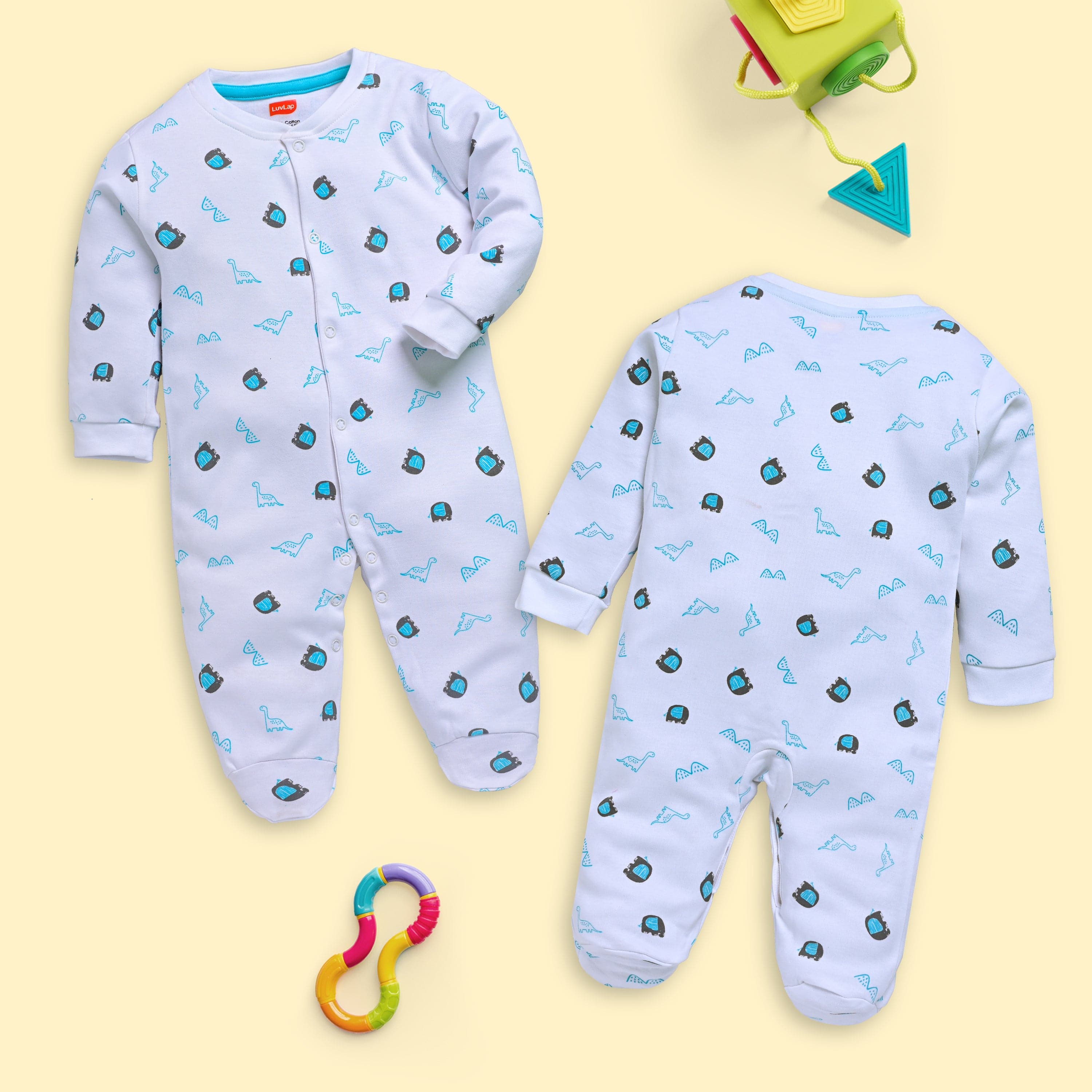 Baby Boys & Baby Girls Pack Of 3 Full Sleeve Romper/Bodysuit 100% Cotton - Image 3