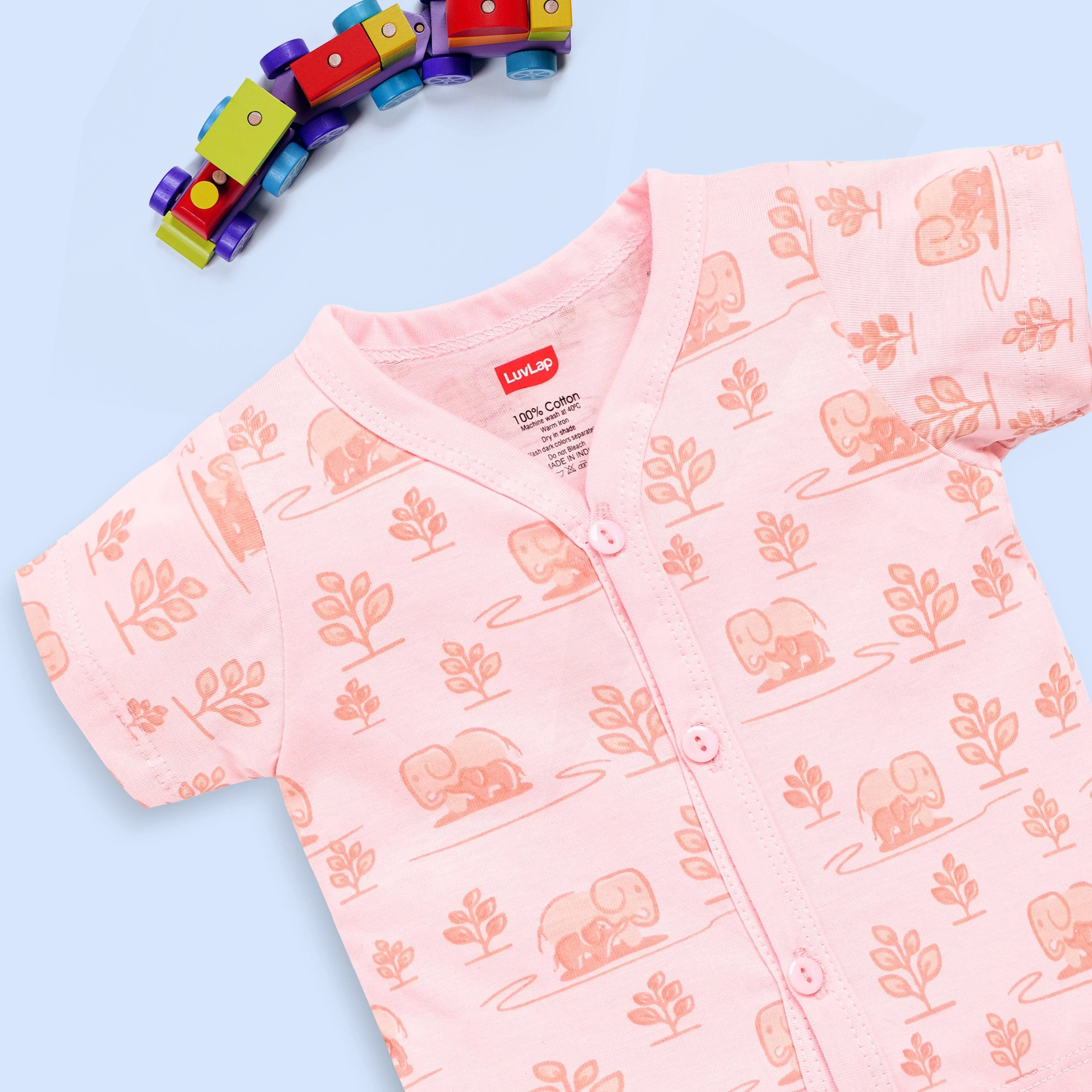 Baby Boys & Baby Girls Pack Of 3 Half Sleeve Jhabla & Shorts Set 100% Cotton - Image 12
