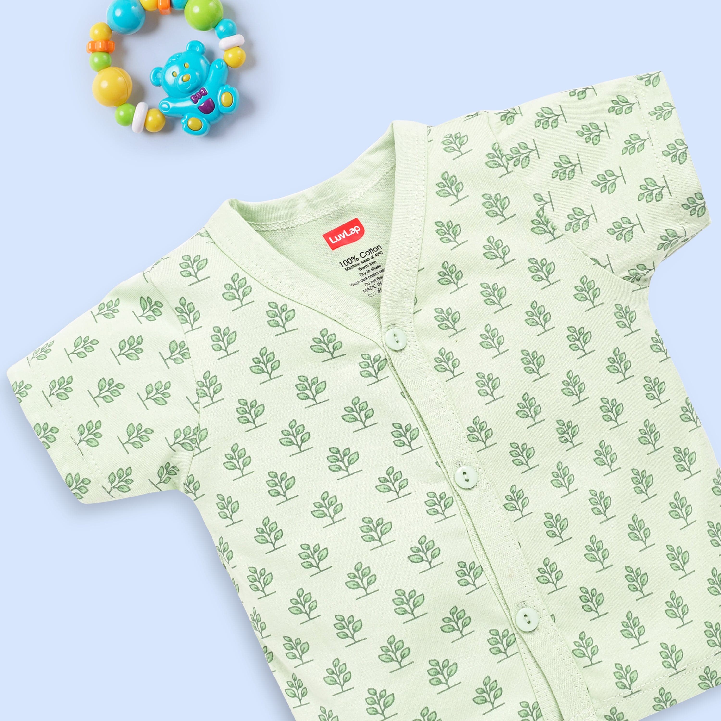 Baby Boys & Baby Girls Pack Of 3 Half Sleeve Jhabla & Shorts Set 100% Cotton - Image 13