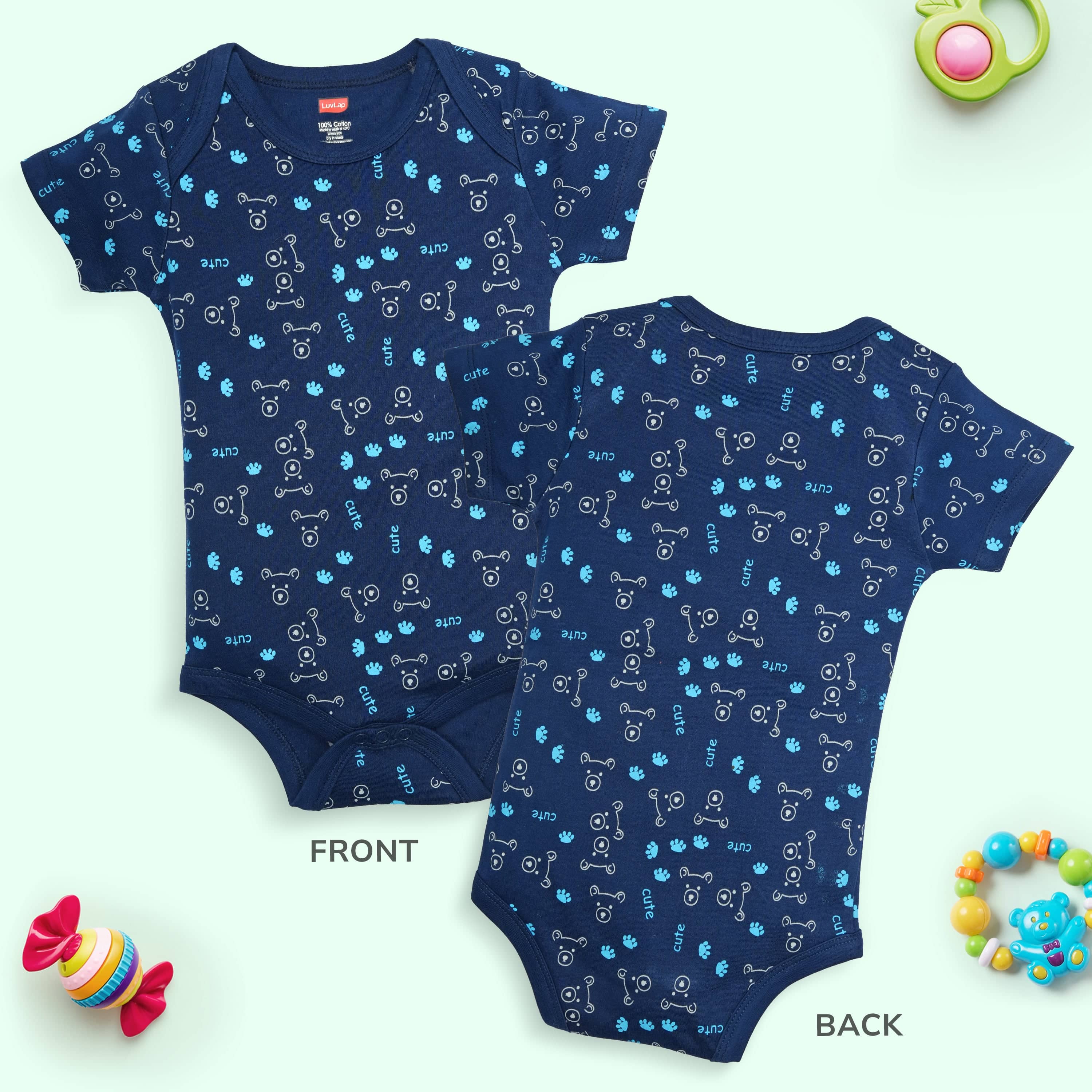 Baby Boys & Baby Girls Pack Of 3 Half Sleeve Romper/Bodysuit 100% Cotton - Image 3