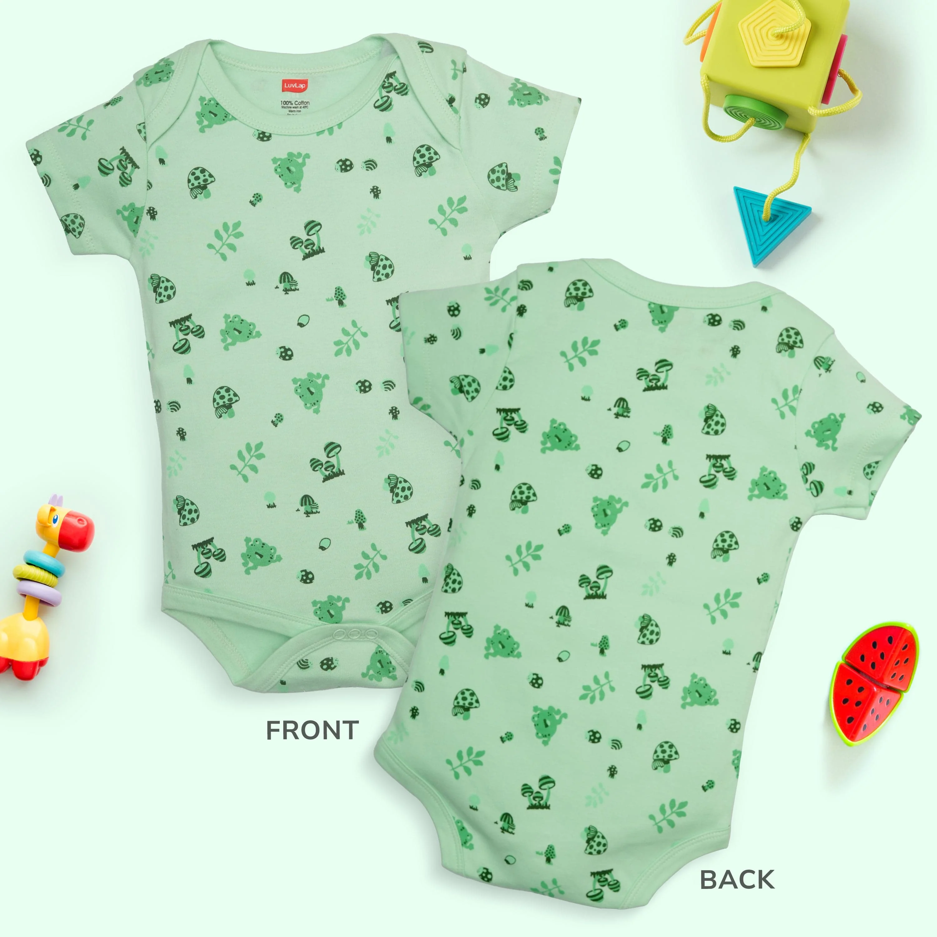 Baby Boys & Baby Girls Pack Of 3 Half Sleeve Romper/Bodysuit 100% Cotton - Image 4