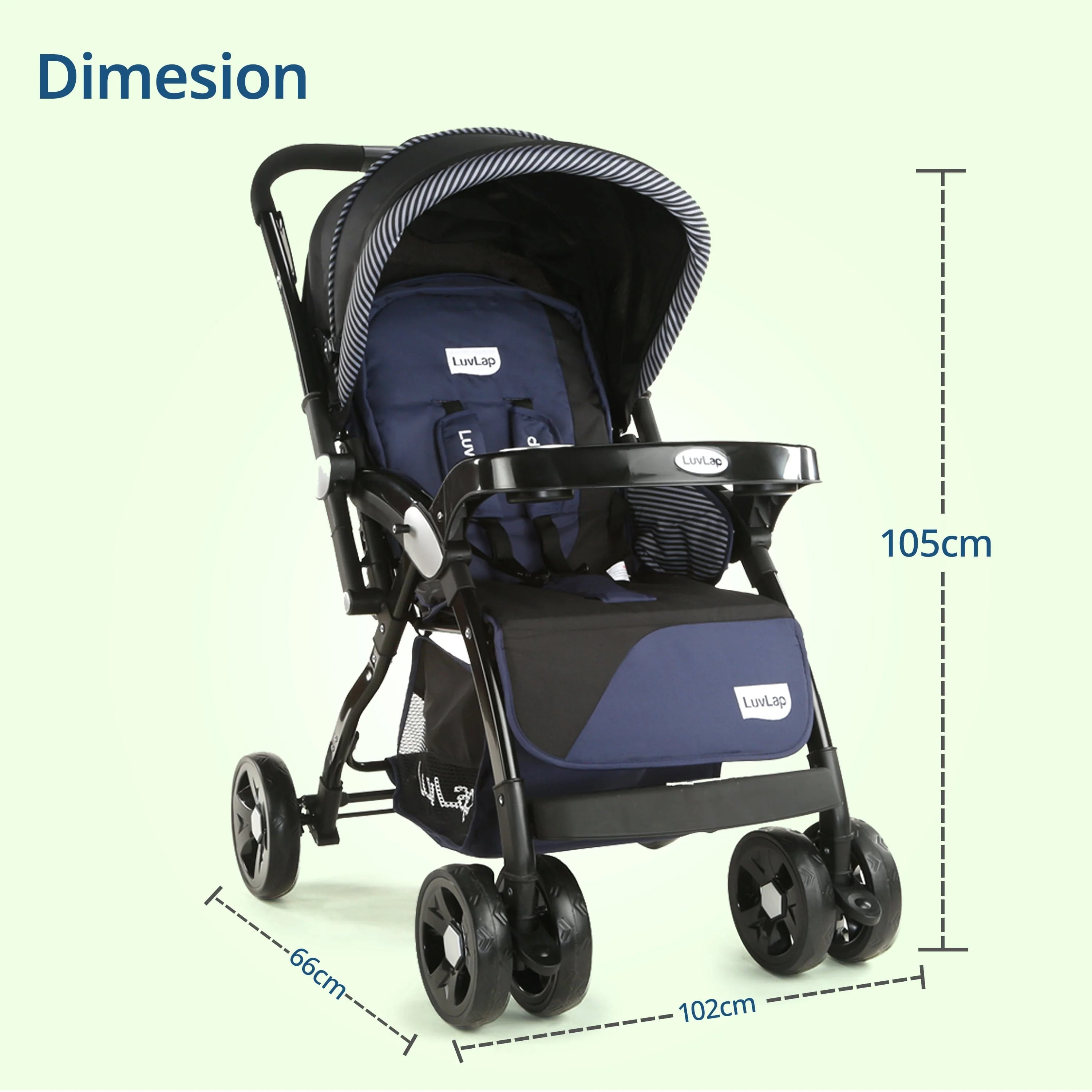 Galaxy Baby Stroller, Pram for Baby with 5 Point Safety Harness, Spacious Cushioned seat with Multi Level seat Recline, Easy Fold, Lightweight Stroller for 0 to 3 Years (Black) - Image 8