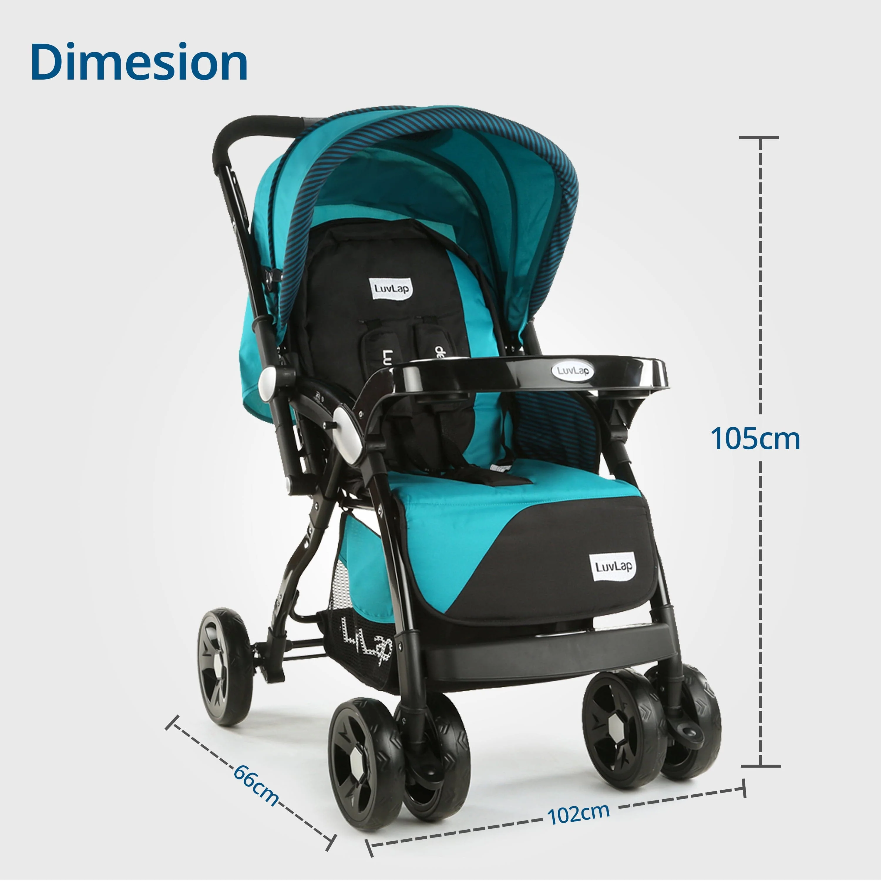 Galaxy Baby Stroller, Pram for Baby with 5 Point Safety Harness, Spacious Cushioned seat with Multi Level seat Recline, Easy Fold, Lightweight Stroller for 0 to 3 Years (Green & Black) - Image 8
