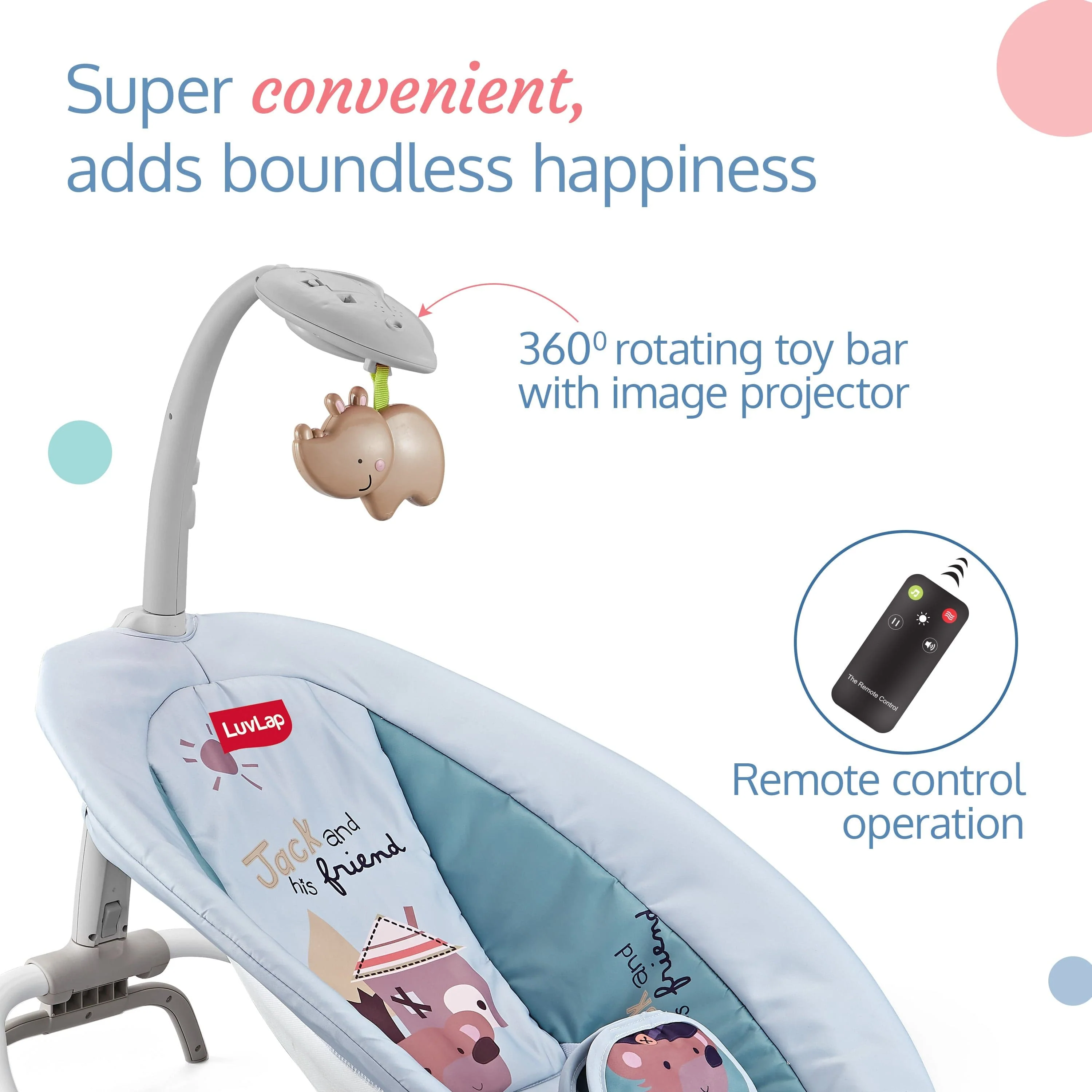 Joy-N-Giggles Baby Rocker, Grey - Image 3