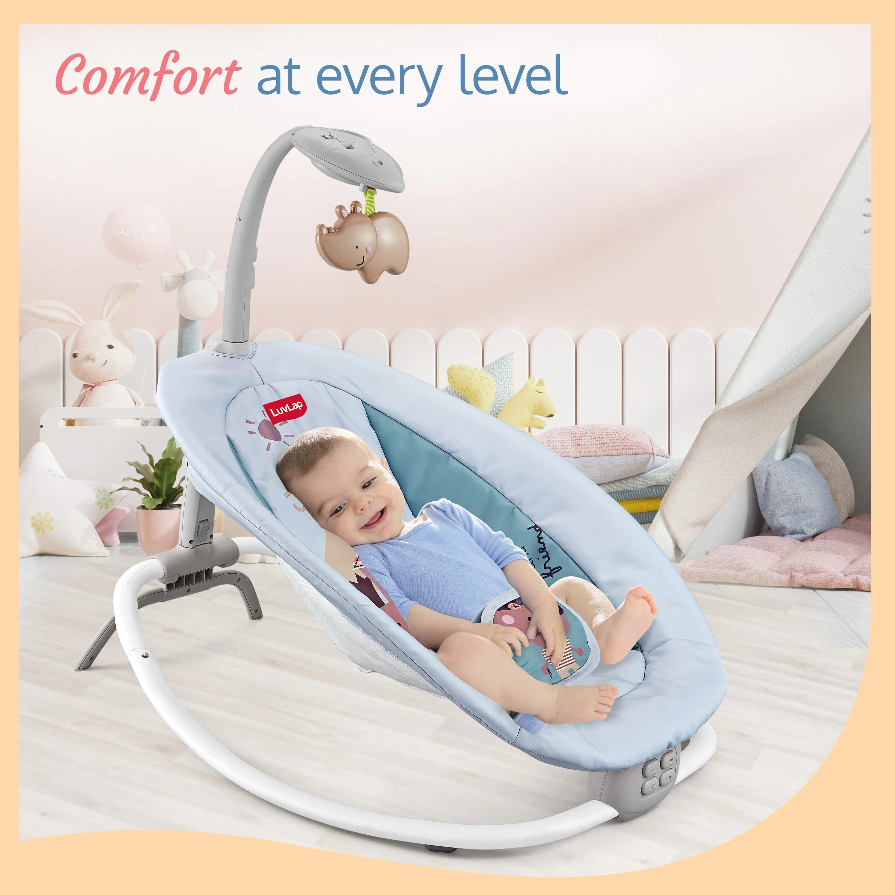 Joy-N-Giggles Baby Rocker, Grey - Image 5