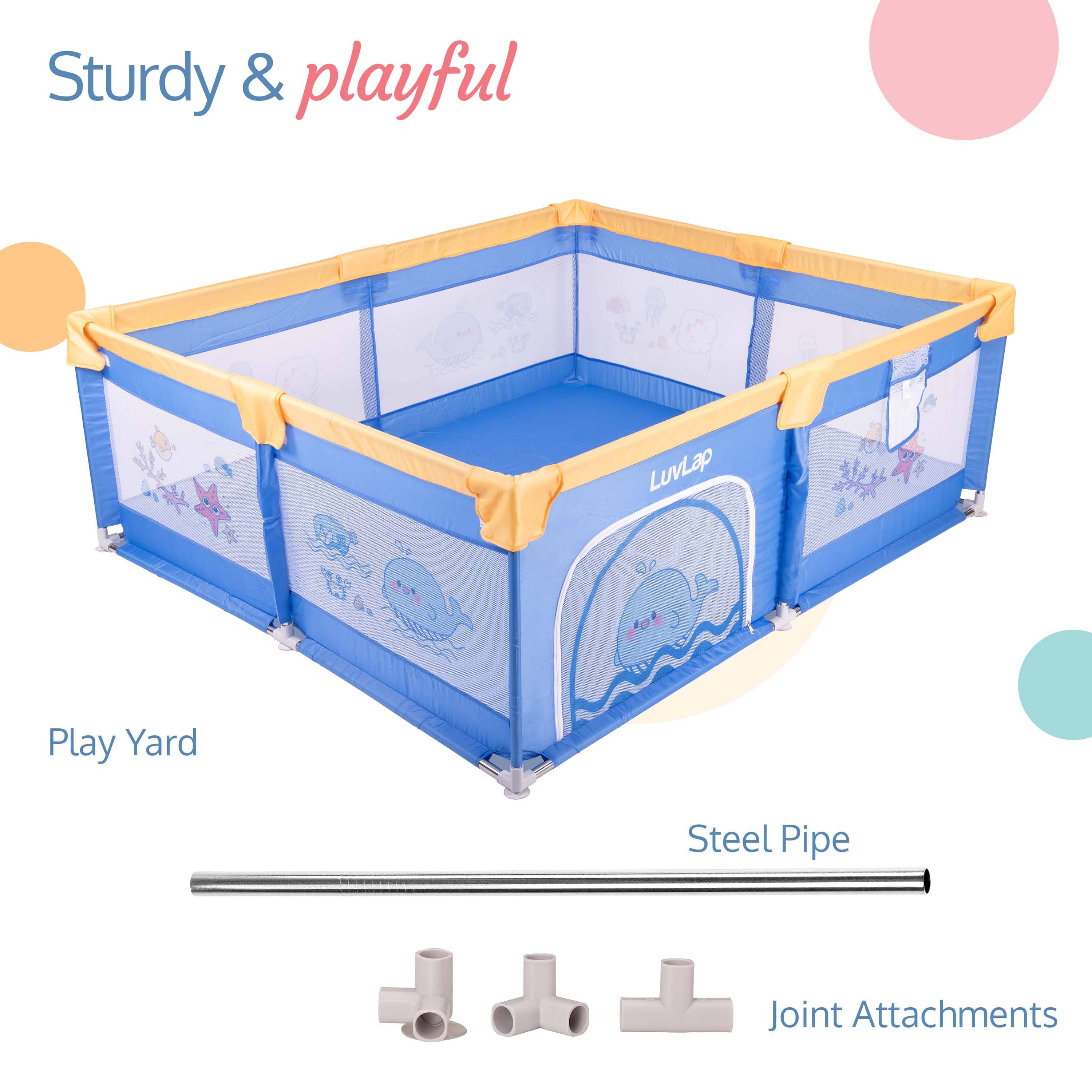 Large Baby Playpen, Baby Playard, Baby Play Yard, Play Pens for Babies and Toddlers, BPA - Free, Non - Toxic, Easy assembly, sturdy & stable, 180cm x 150cm (Blue & Yellow) - Image 4