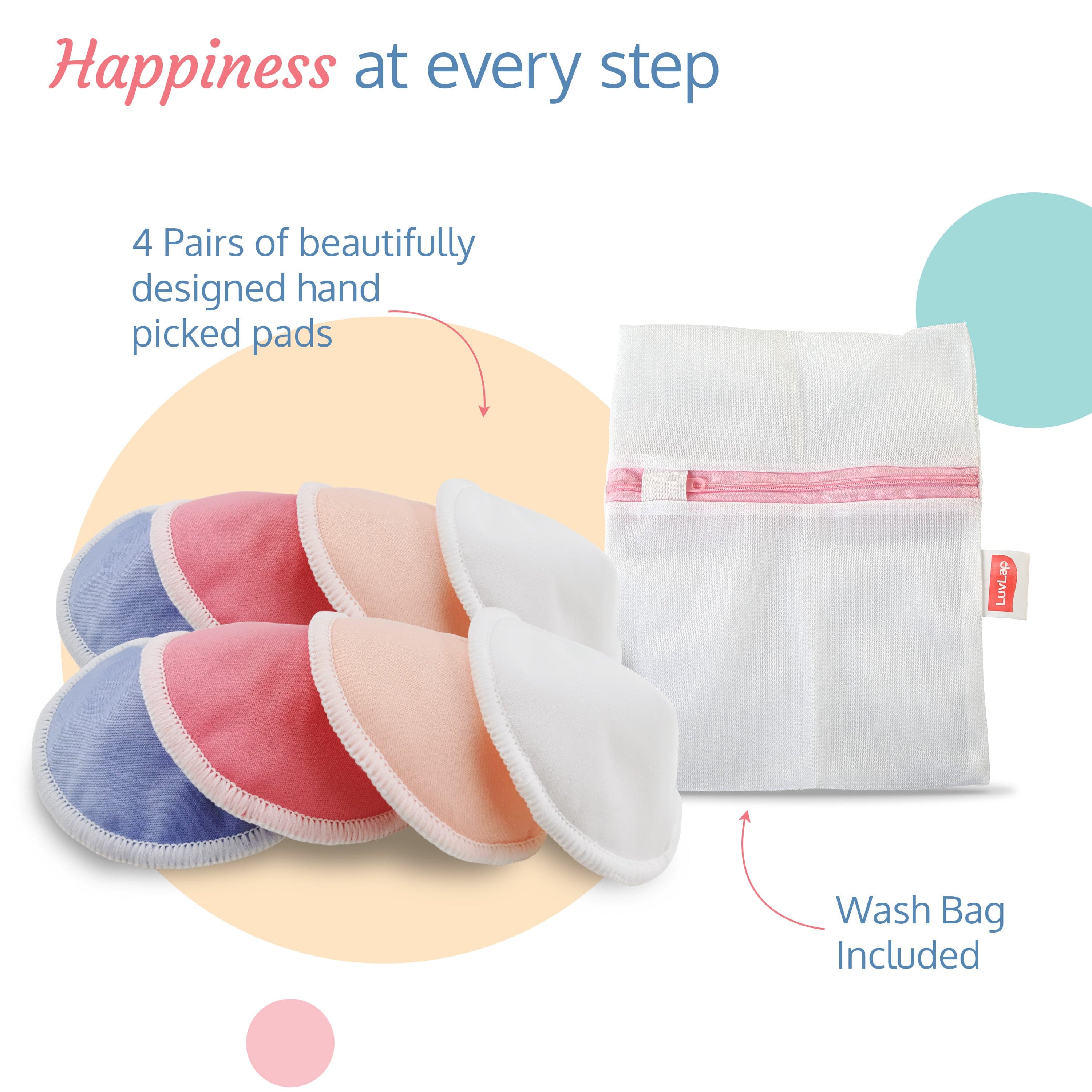 Natural Bamboo Washable Nursing Breast Pads,  8Pcs - Image 5