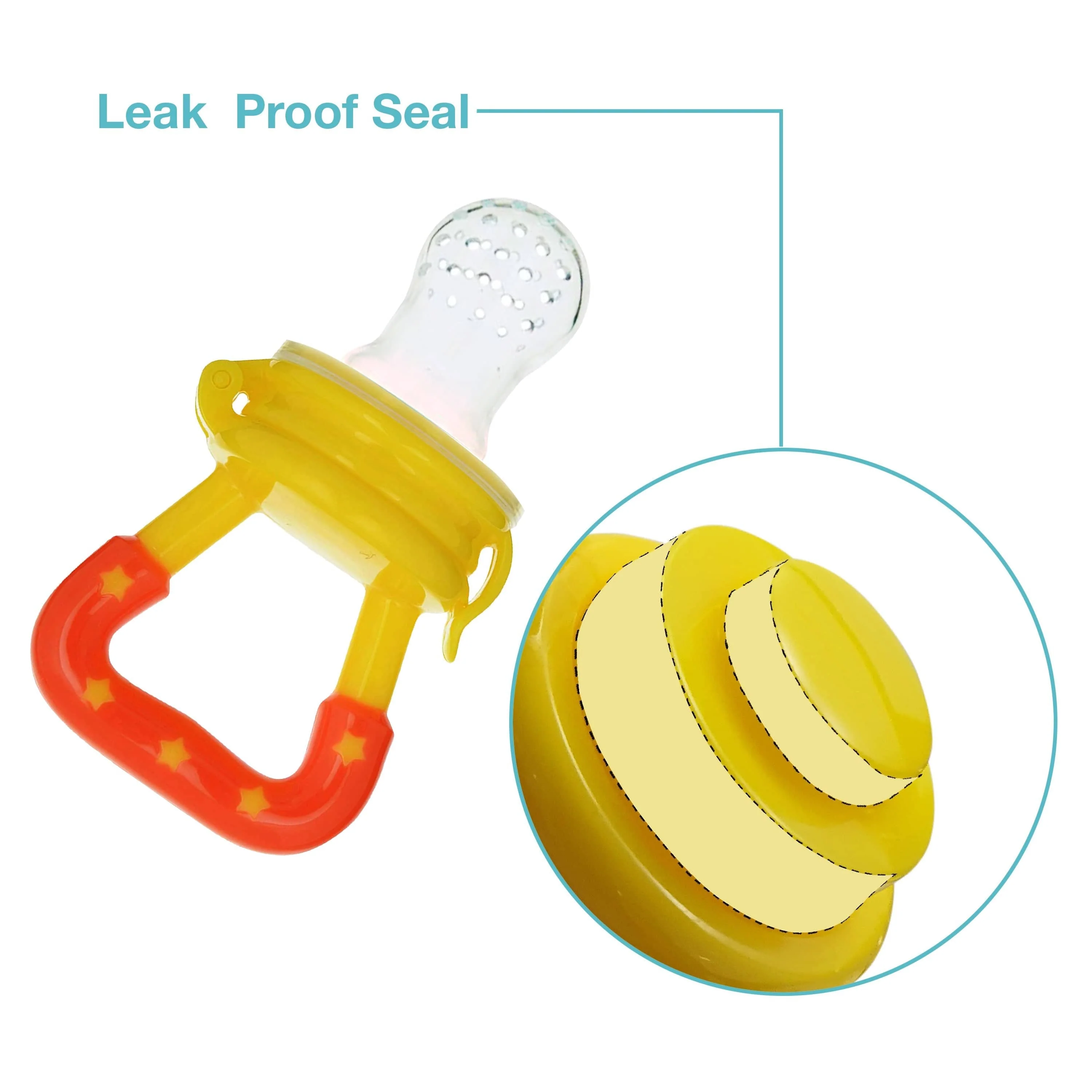 Silicone Food/Fruit Nibbler with Extra Mesh, Infant, Joystar Yellow, BPA Free - Image 3