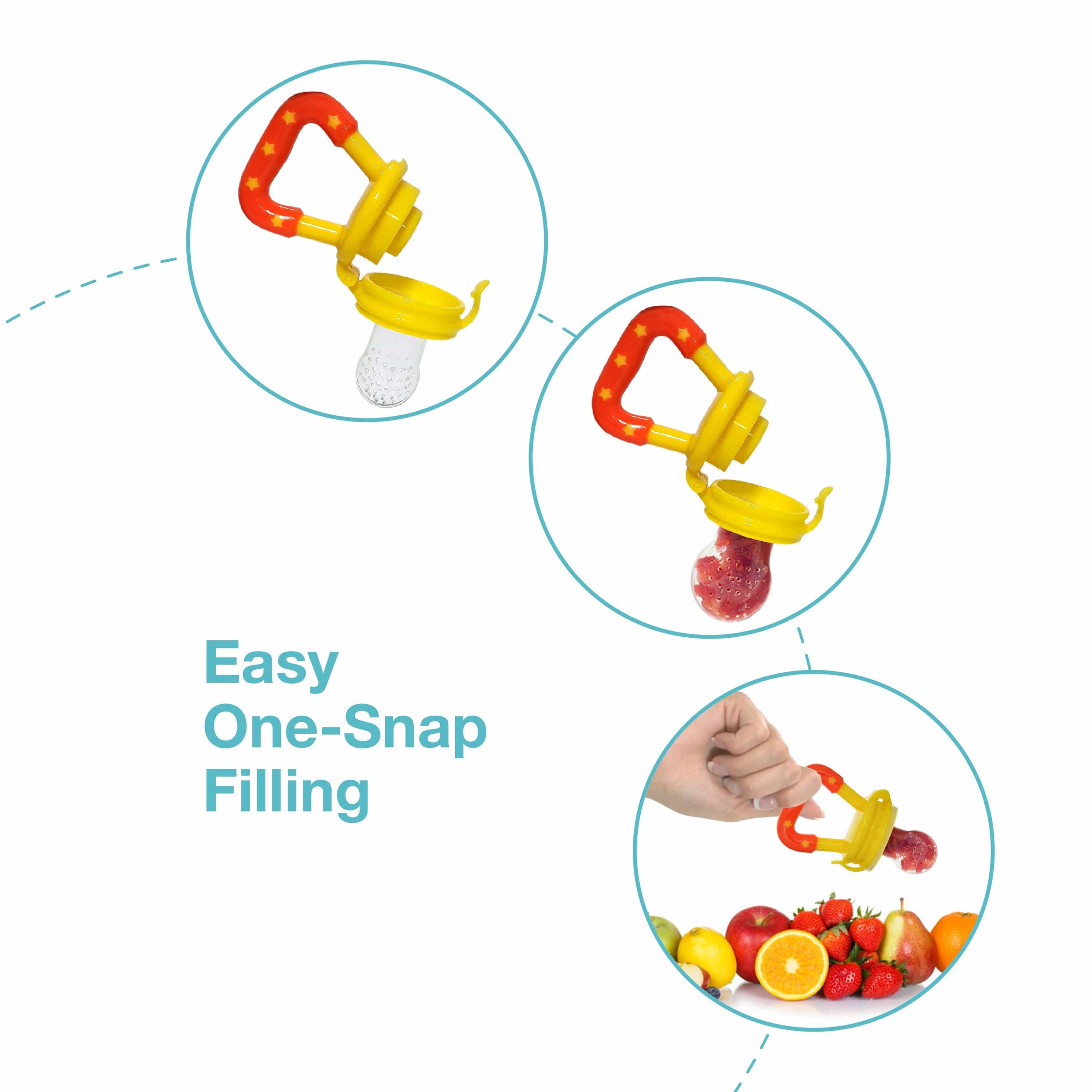 Silicone Food/Fruit Nibbler with Extra Mesh, Infant, Joystar Yellow, BPA Free - Image 4