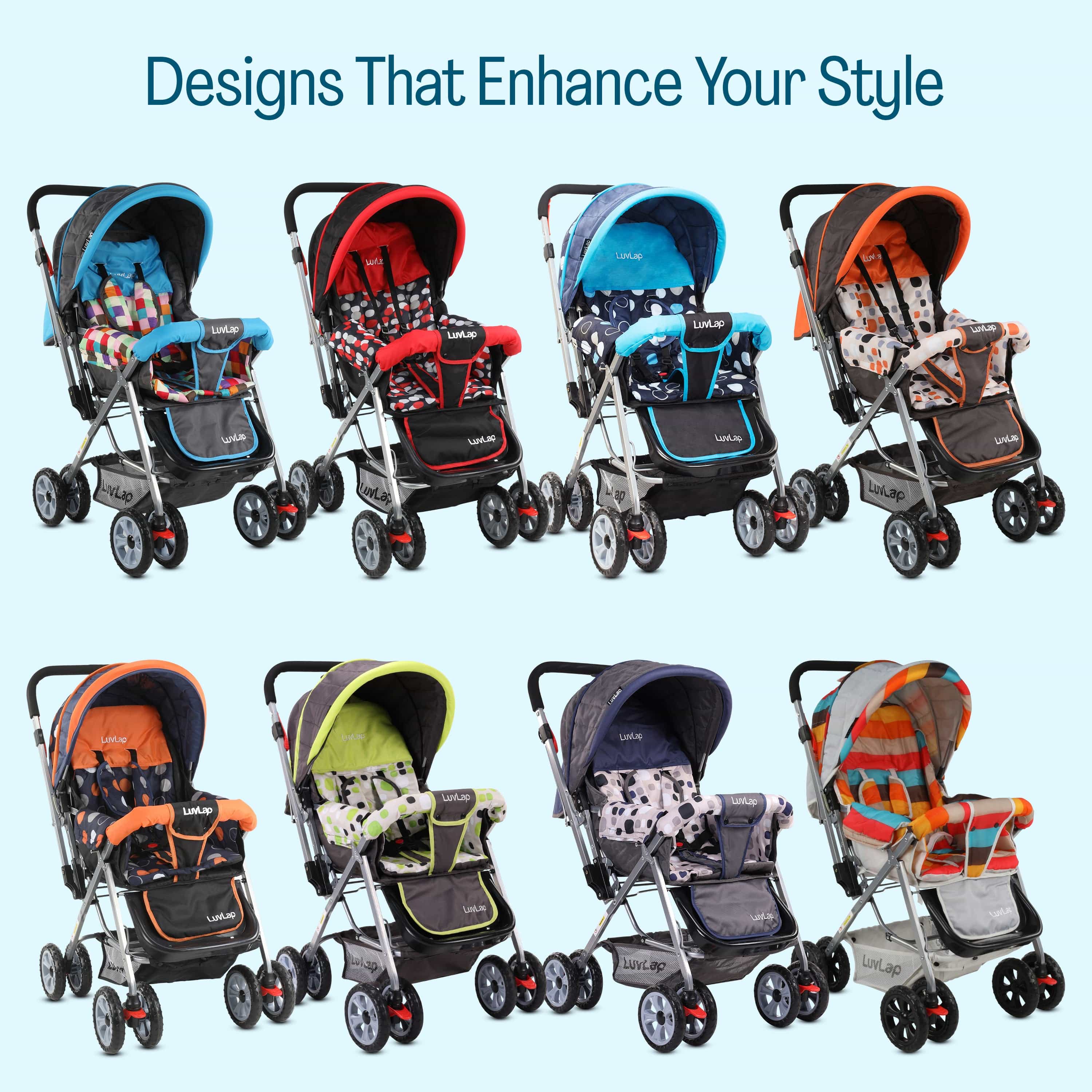 Sunshine Baby Stroller/Pram for 0 to 3 Years, New Born/Toddler/Kid, 5 Point Safety Harness, Adjustable backrest, 360° Swivel Wheel, Large Storage Basket, Reversible Handlebar (Blue) - Image 11
