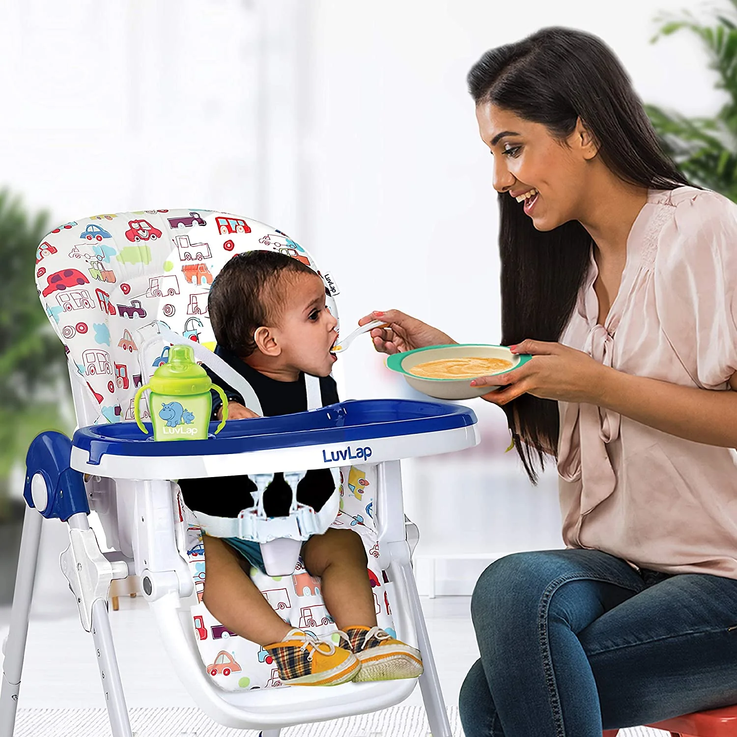 Royal High Chair for Baby, EN 71 Certified, 3 Position Recline, Baby Feeding Chair with 7 Level Height Adjustment, Adjustable Footrest, 6 Months+ (Blue) - Image 6